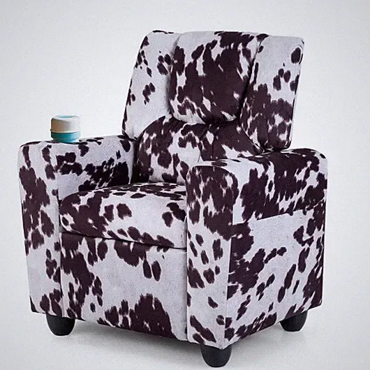 Kids Recliner Chair Push Back Toddler Reclining Armchair with Cup Holder-White