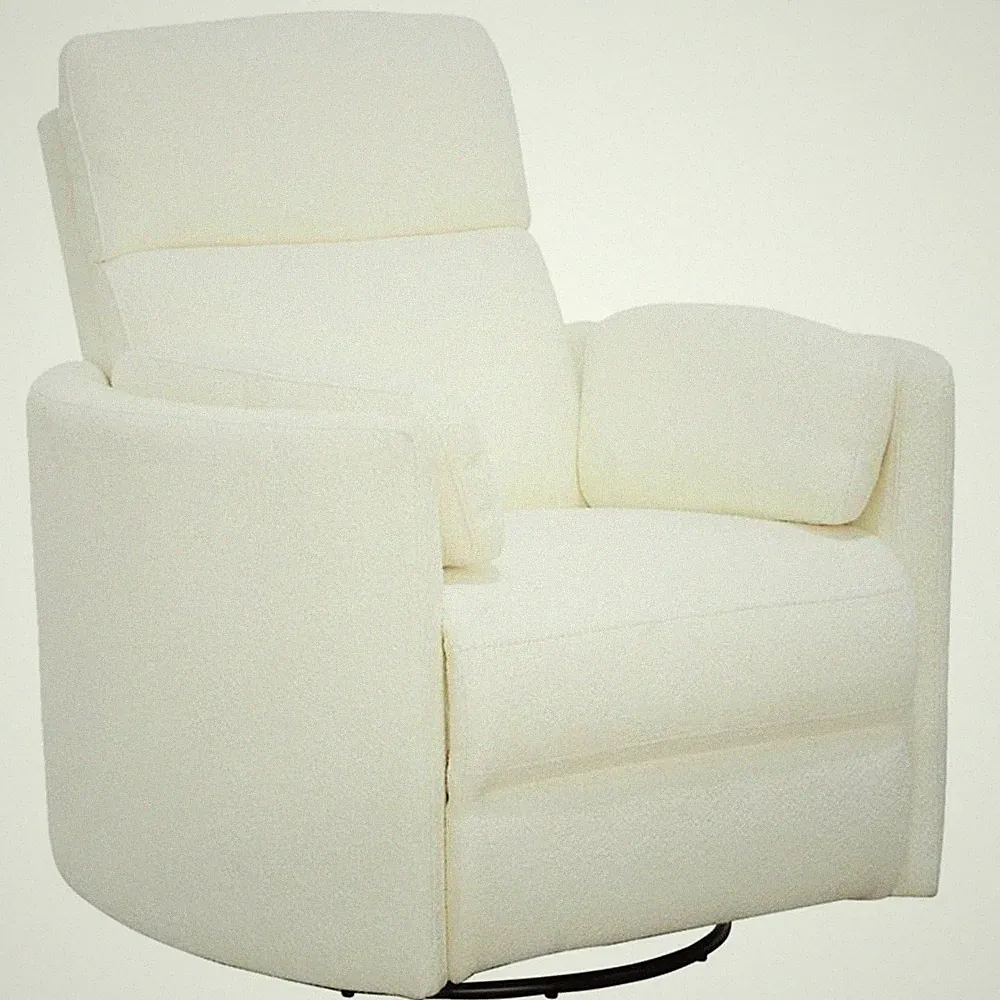 Rosebery Kids Fabric Power Swivel Glider Recliner in Revel Oyster/White