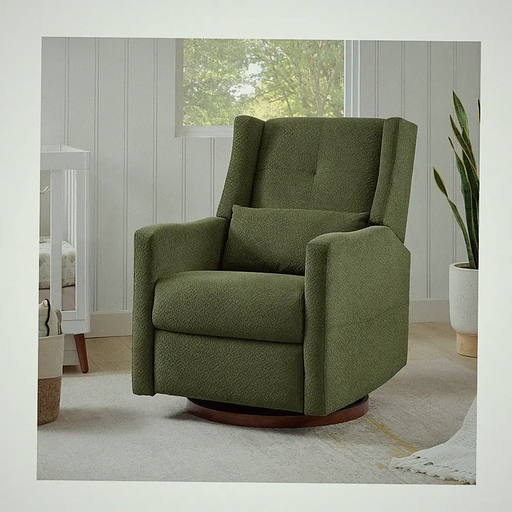 Upholstered Recliner Swivel Glider Nursery Chair Reclining Performance Fabric...